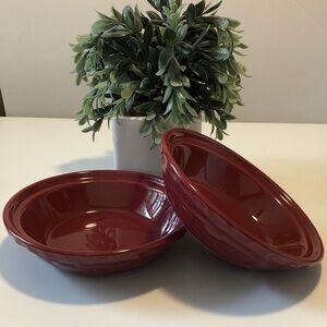 Longaberger Woven Traditions Paprika Red Cereal / Soup Bowls - Set of 2